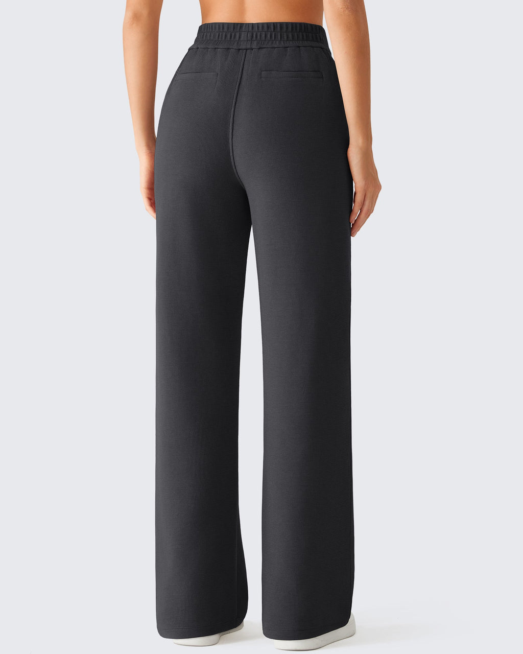 G4Free Waffle Wide Leg Pull On Dress Pants High Waisted Stretchy