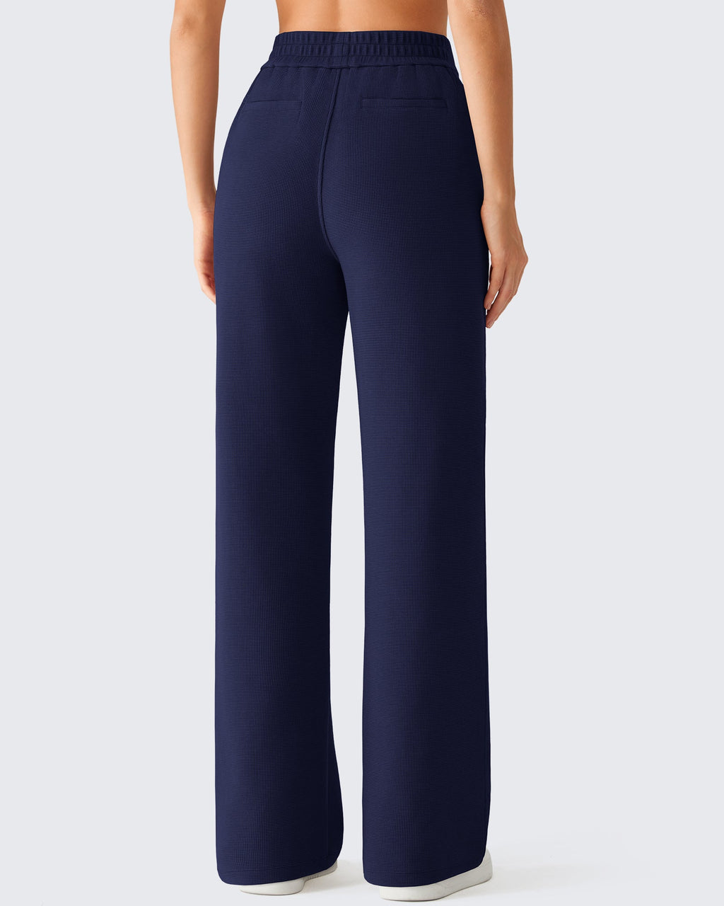 G4Free Waffle Wide Leg Pull On Dress Pants High Waisted Stretchy