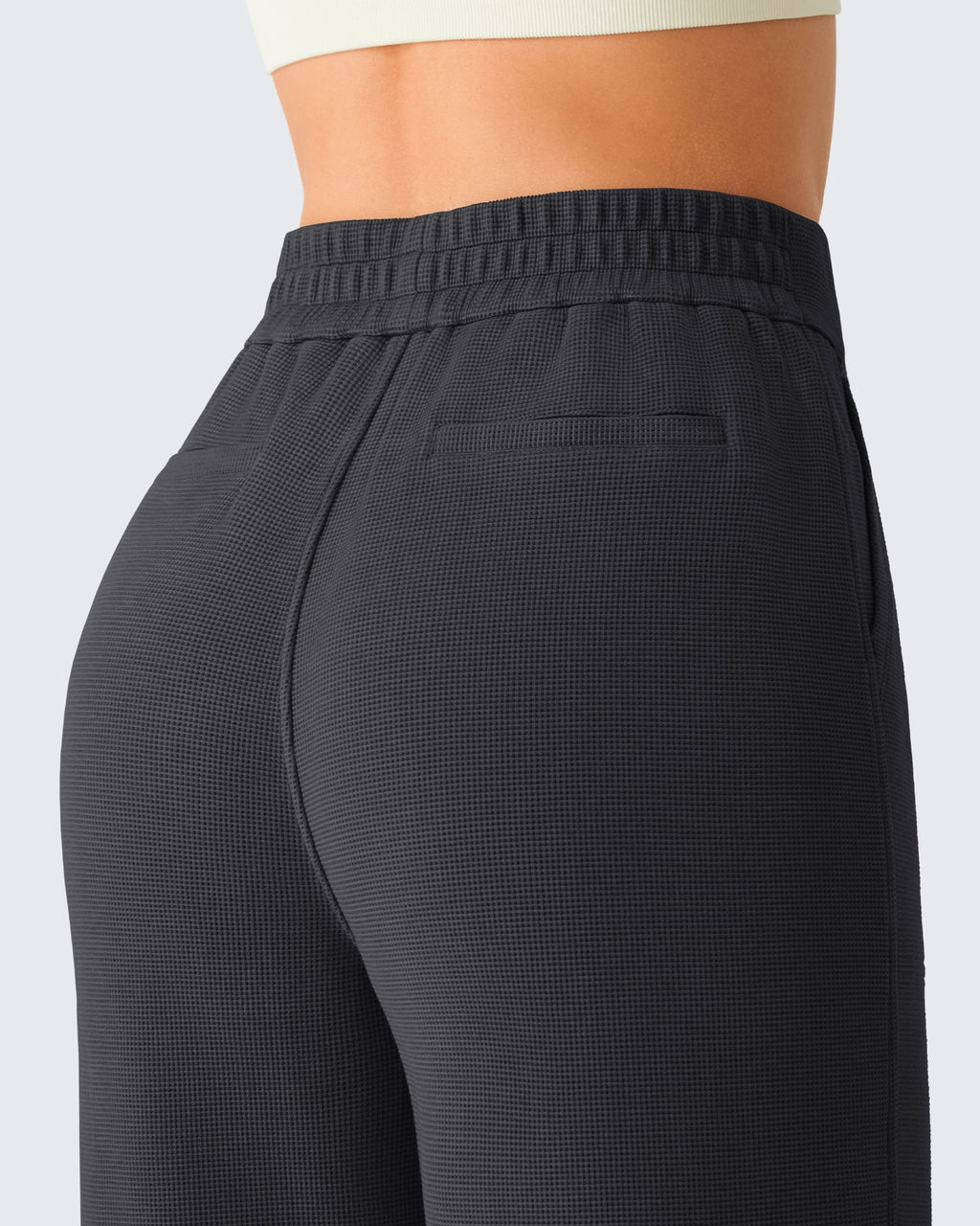 G4Free Waffle Wide Leg Pull On Dress Pants High Waisted Stretchy