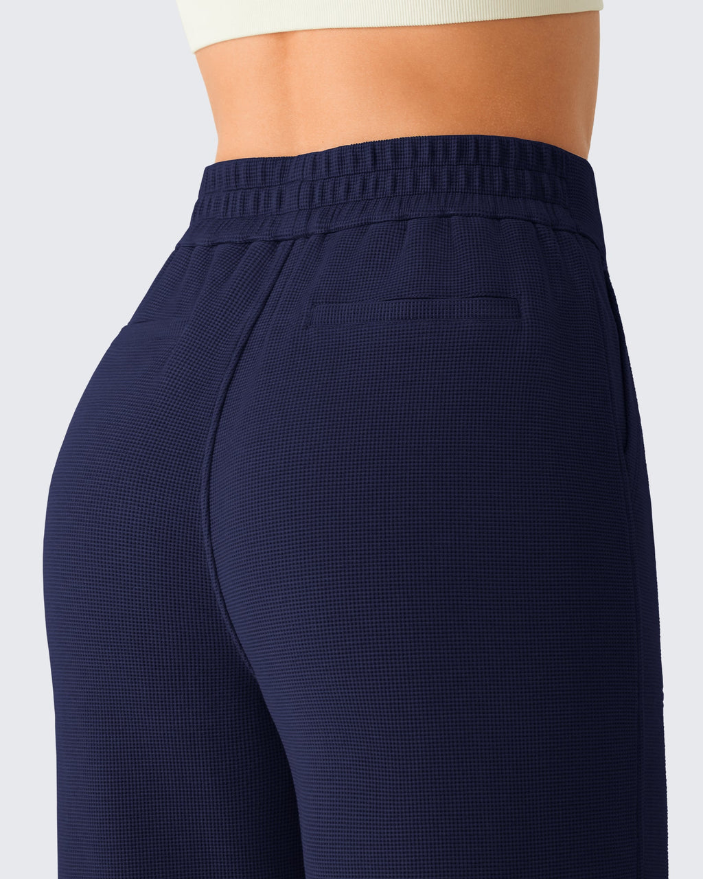 G4Free Waffle Wide Leg Pull On Dress Pants High Waisted Stretchy