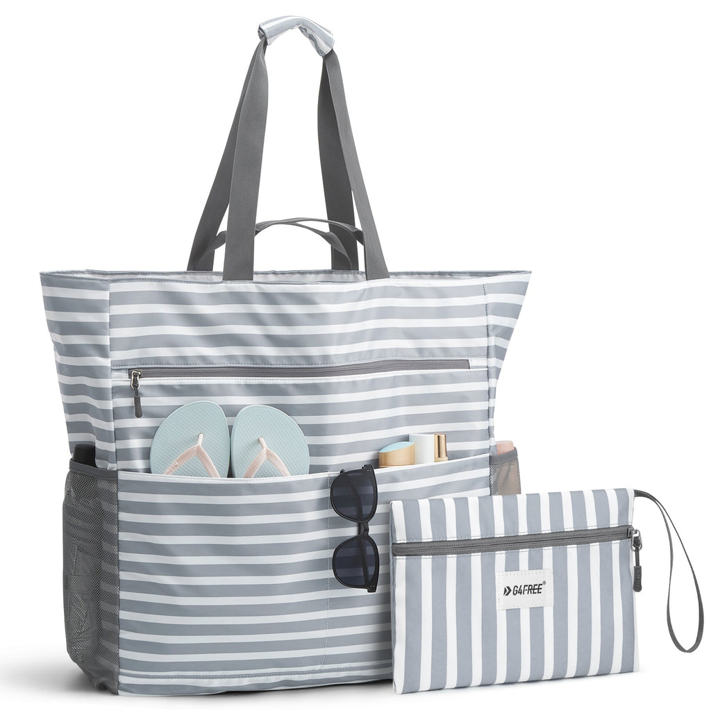 G4Free Waterproof Sandproof Beach Tote Bag for Women Large Capacity Foldable