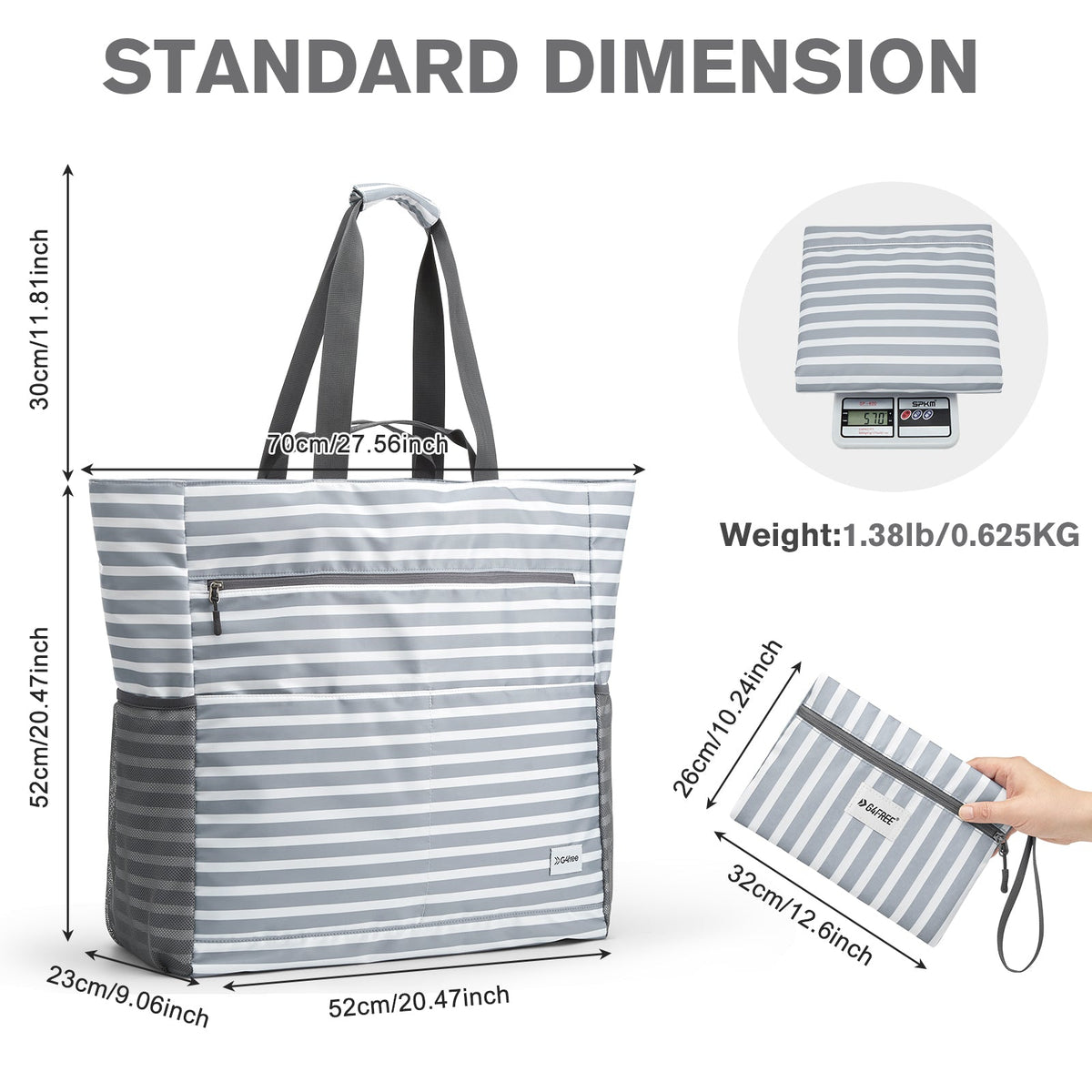 G4Free Waterproof Sandproof Beach Tote Bag for Women Large Capacity Foldable