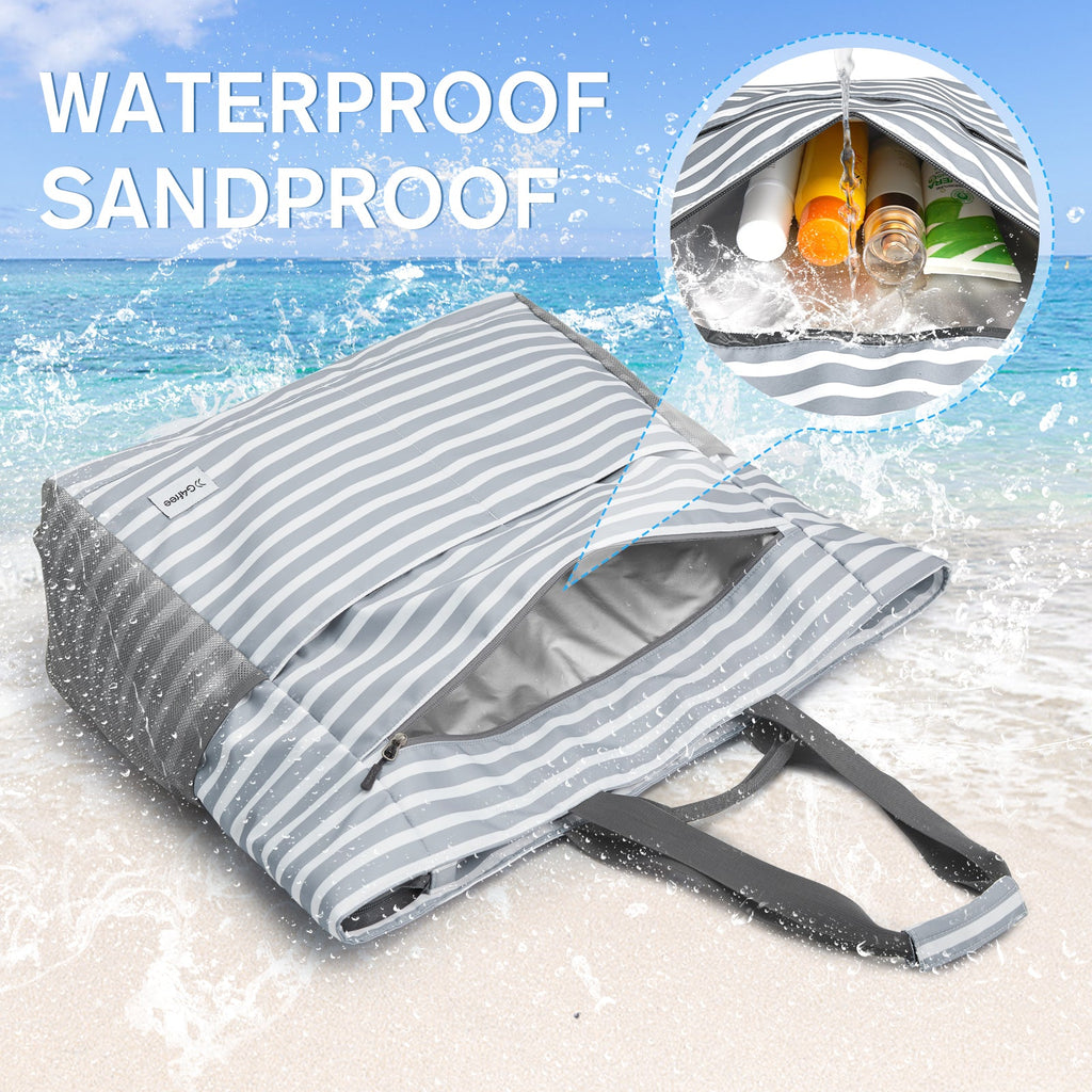 G4Free Waterproof Sandproof Beach Tote Bag for Women Large Capacity Foldable