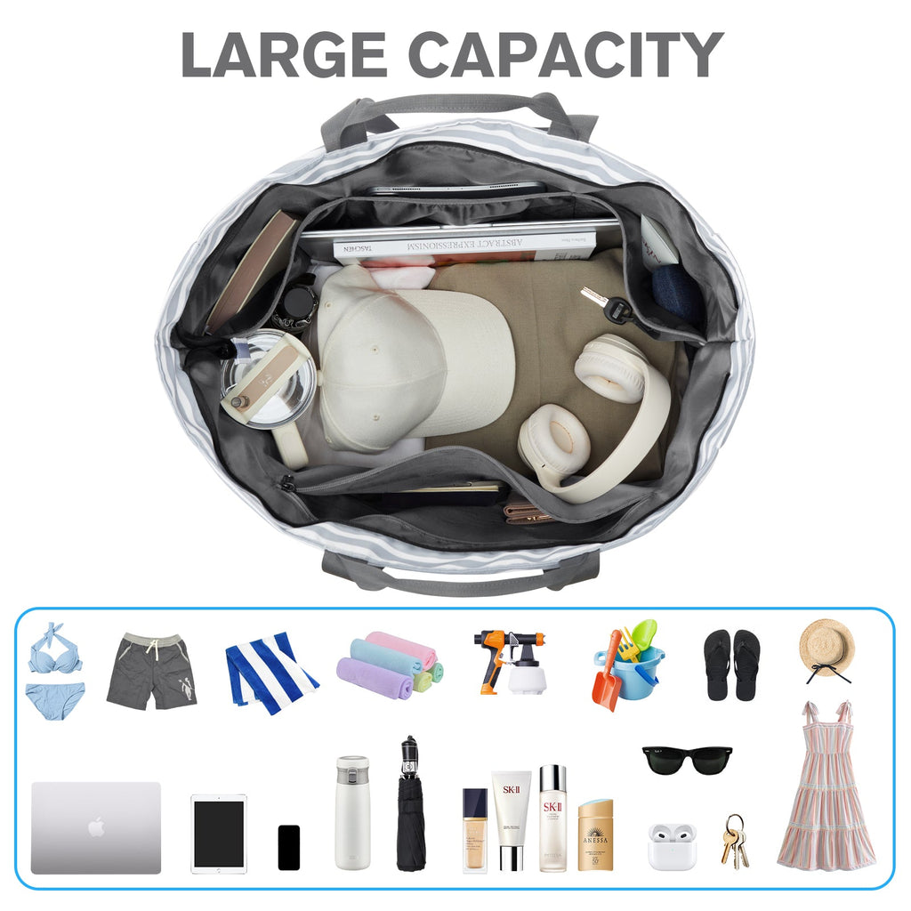 G4Free Waterproof Sandproof Beach Tote Bag for Women Large Capacity Foldable