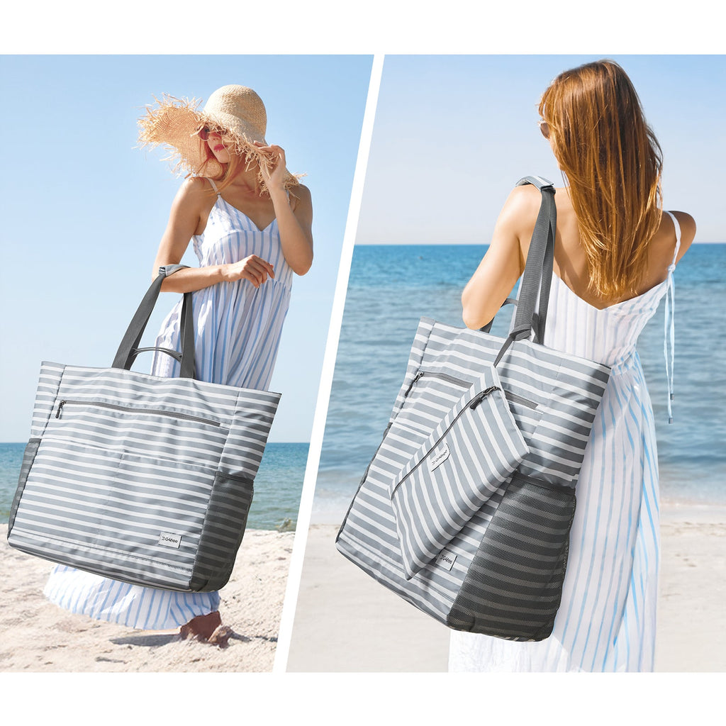 G4Free Waterproof Sandproof Beach Tote Bag for Women Large Capacity Foldable