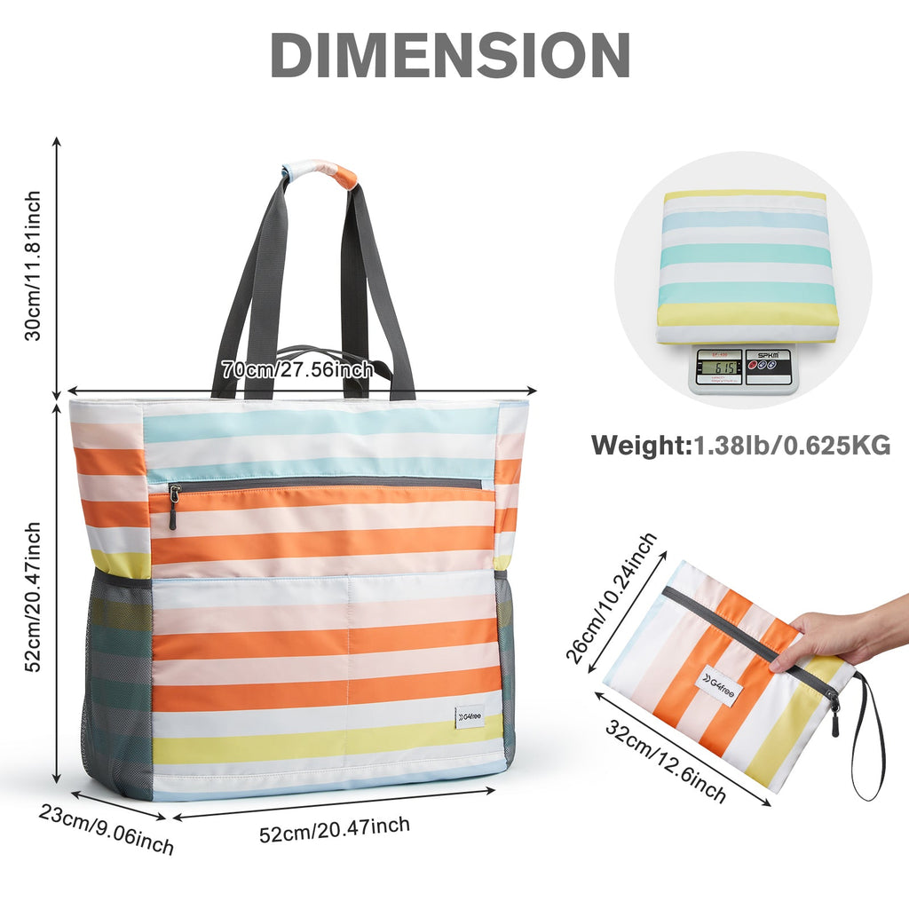 G4Free Waterproof Sandproof Beach Tote Bag for Women Large Capacity Foldable