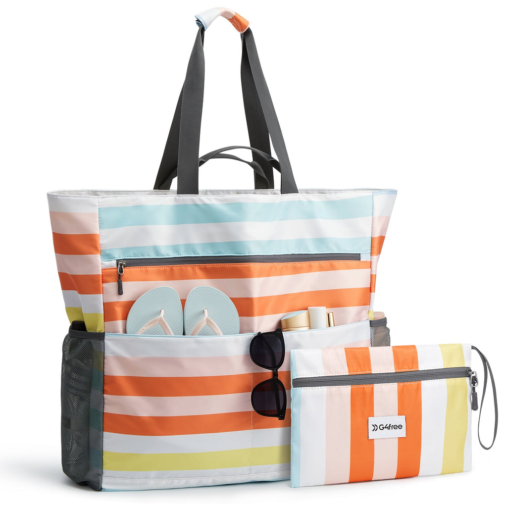 G4Free Waterproof Sandproof Beach Tote Bag for Women Large Capacity Foldable