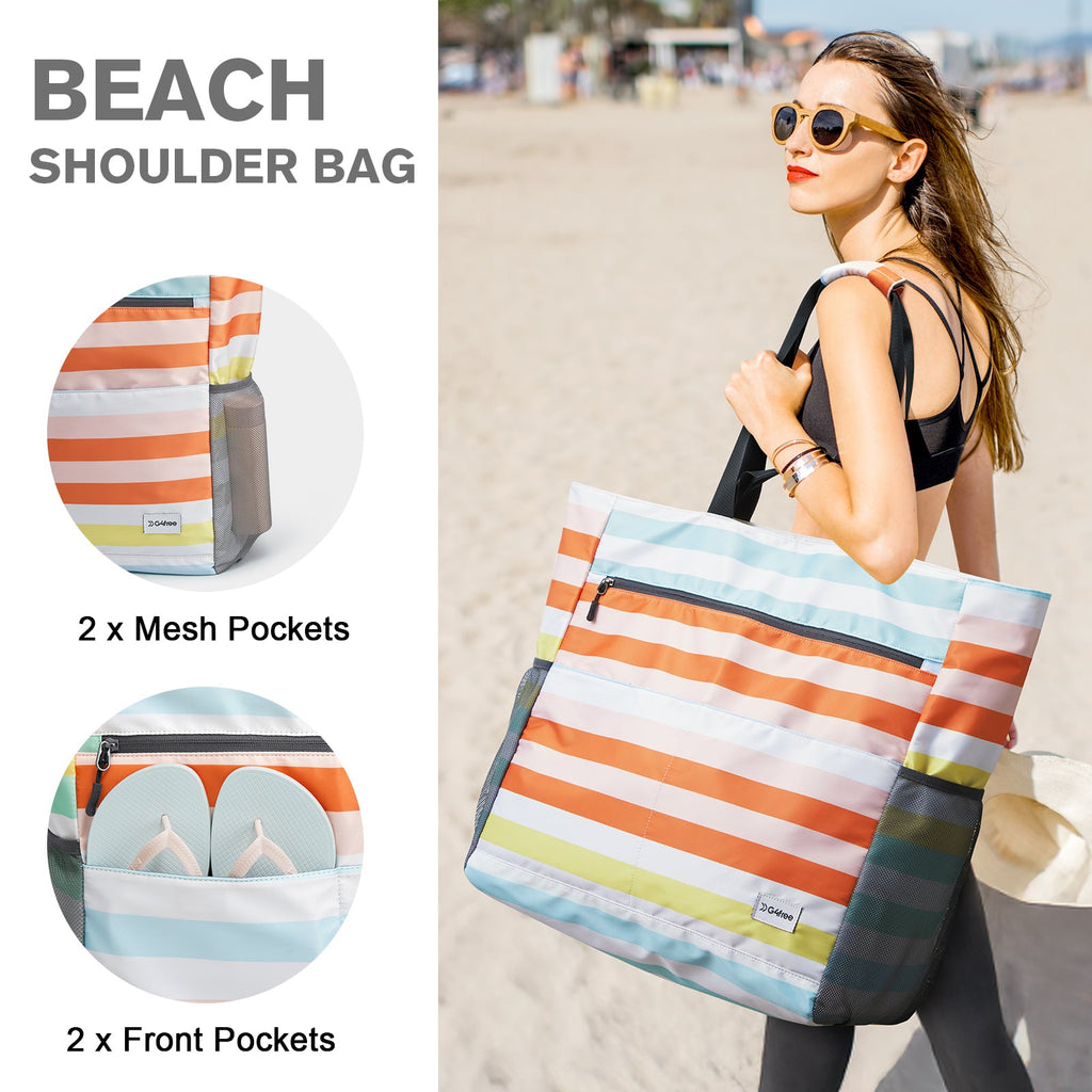 G4Free Waterproof Sandproof Beach Tote Bag for Women Large Capacity Foldable