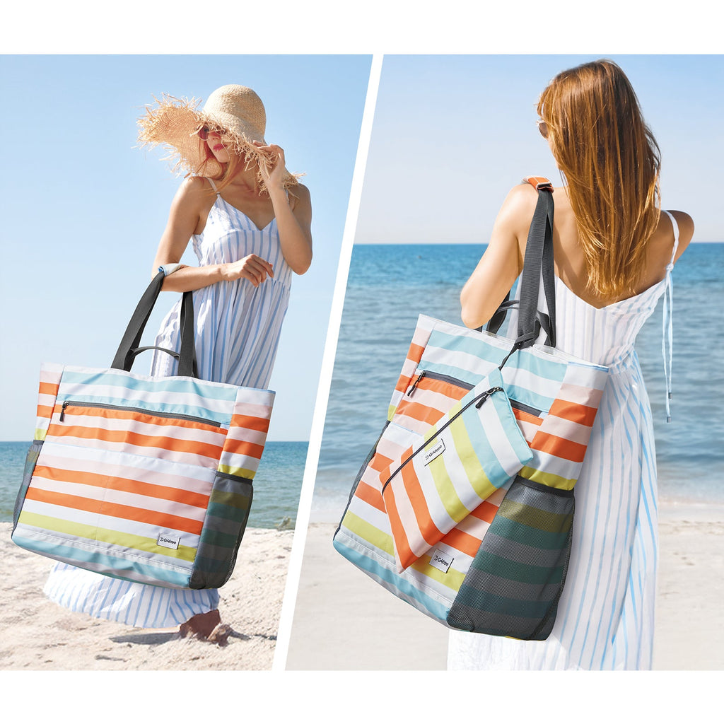 G4Free Waterproof Sandproof Beach Tote Bag for Women Large Capacity Foldable