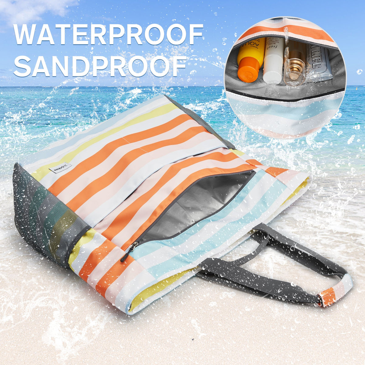 G4Free Waterproof Sandproof Beach Tote Bag for Women Large Capacity Foldable