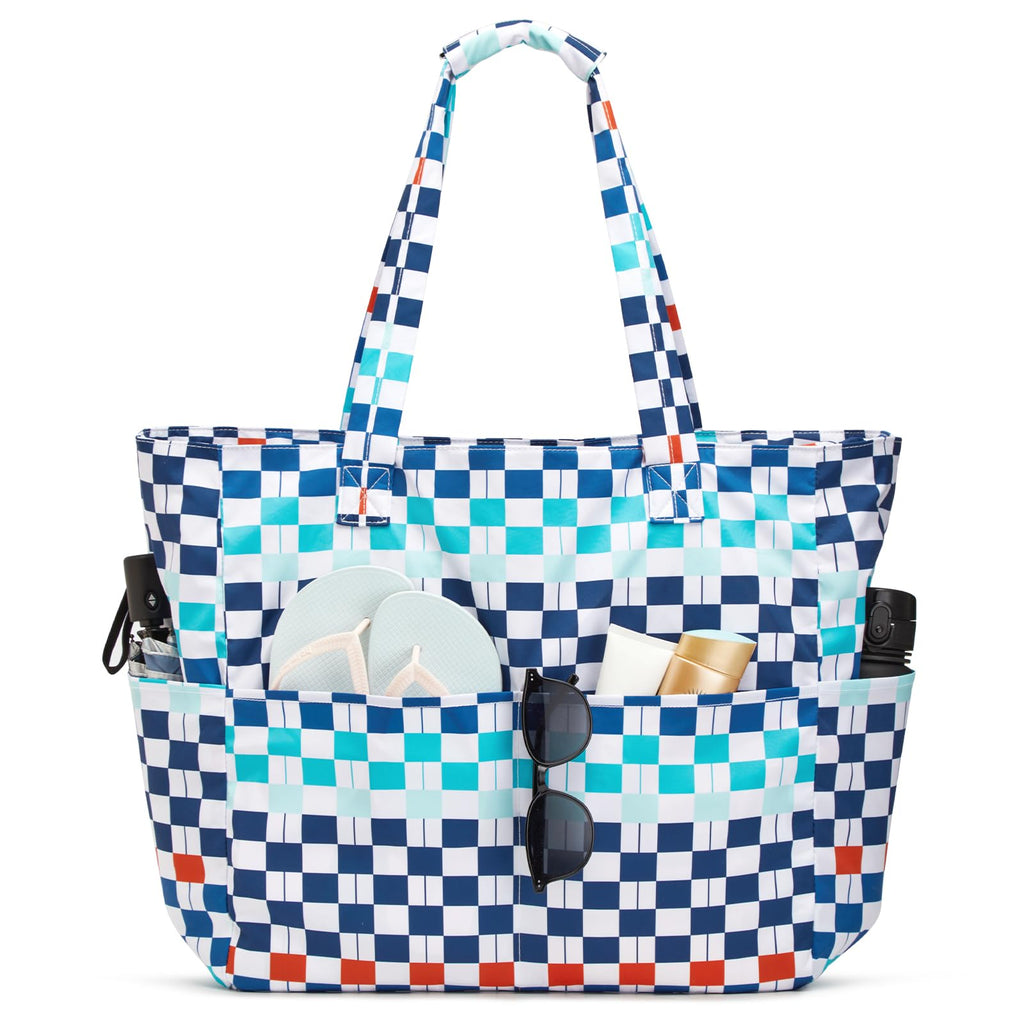Large Foldable Waterproof Sandproof Beach Tote Bag with Zipper