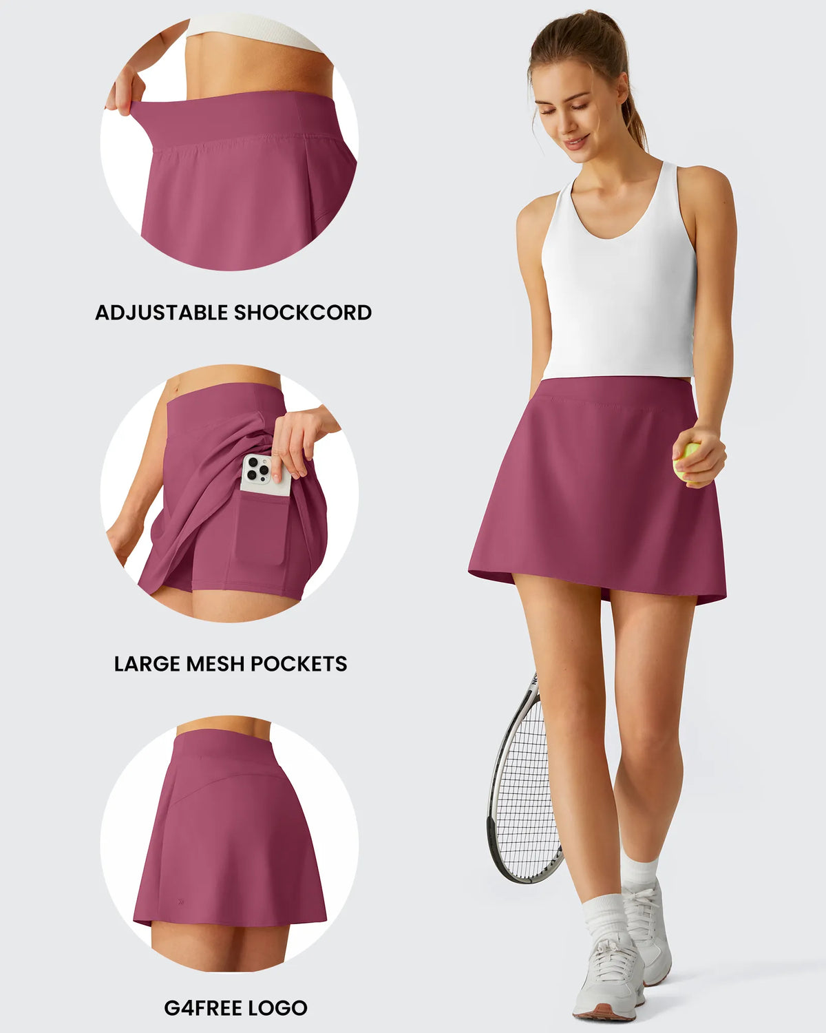 Lightweight 2 Pockets Inner Shorts Tennis Skirts 15