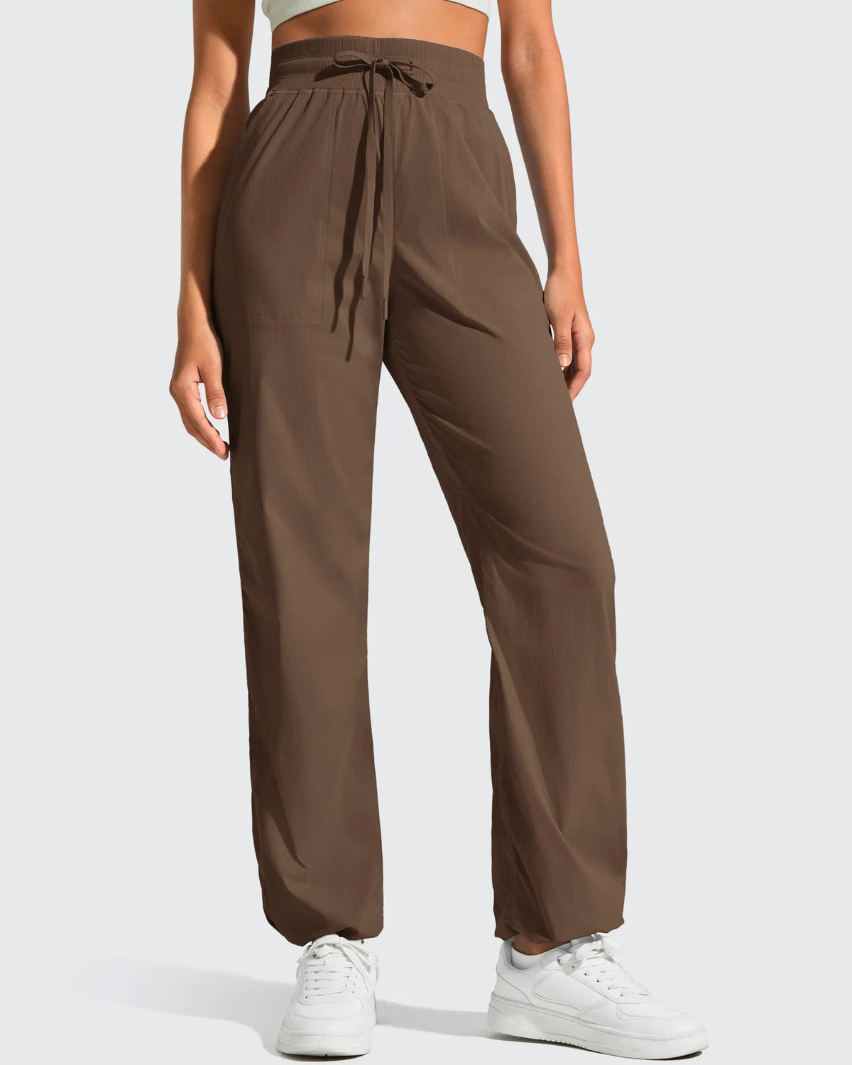 Lightweight Straight Leg Ruched Drawstring Joggers
