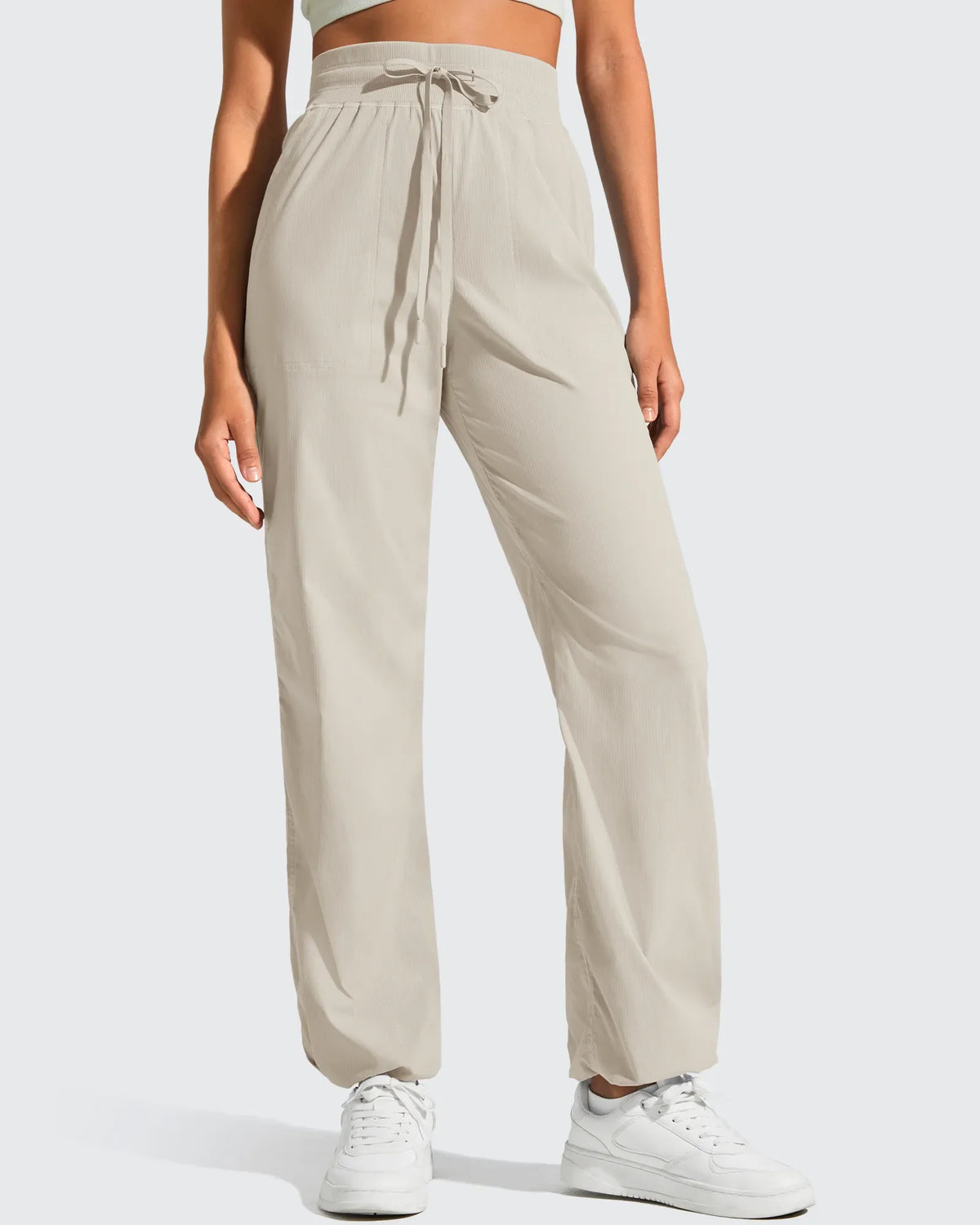 Lightweight Straight Leg Ruched Drawstring Joggers