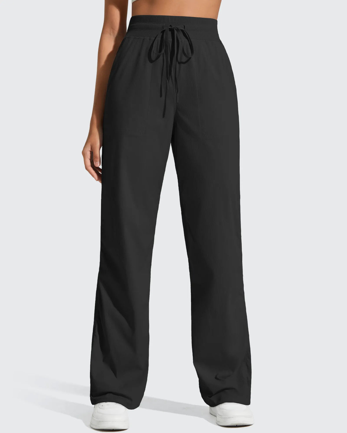 Lightweight Straight Leg Ruched Drawstring Joggers