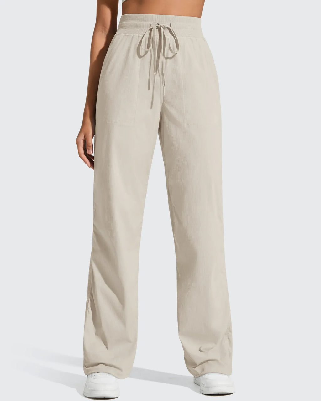 Lightweight Straight Leg Ruched Drawstring Joggers
