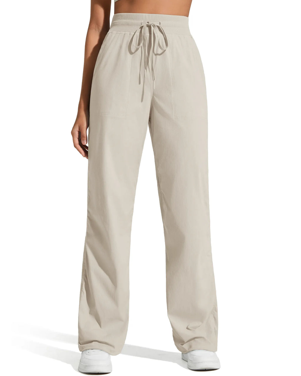 Lightweight Straight Leg Ruched Drawstring Joggers