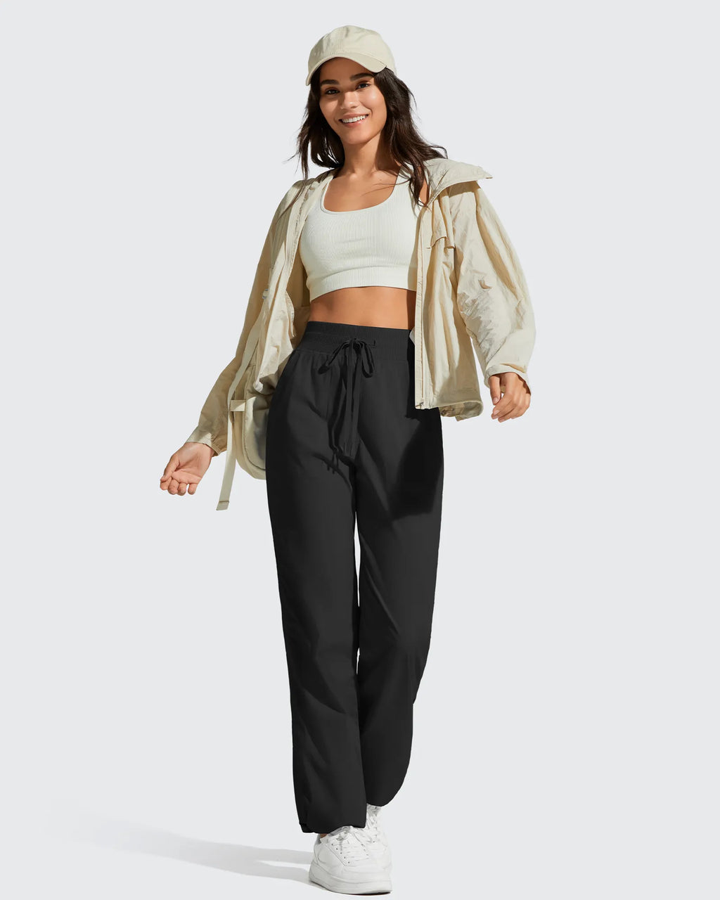 Lightweight Straight Leg Ruched Drawstring Joggers