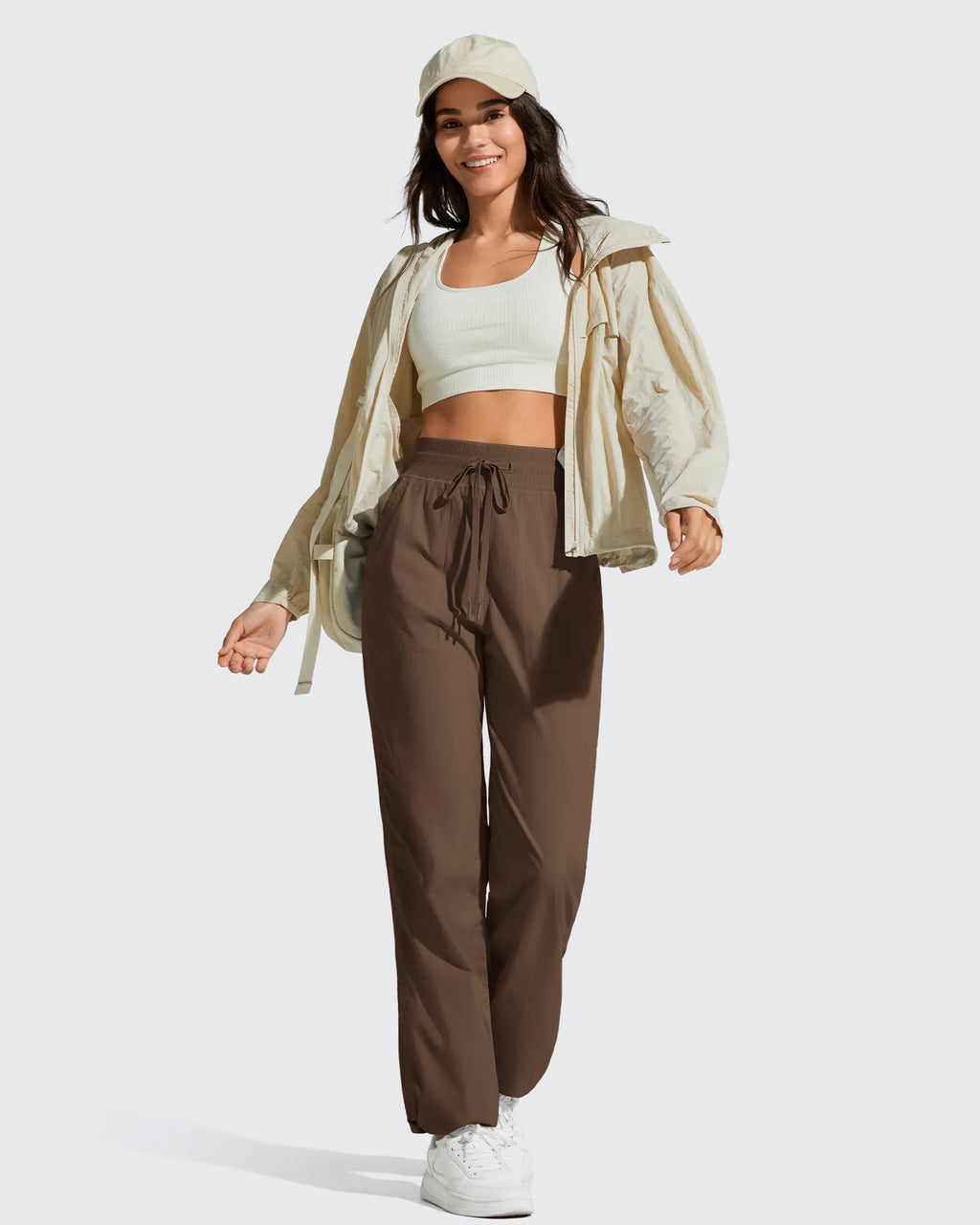 Lightweight Straight Leg Ruched Drawstring Joggers