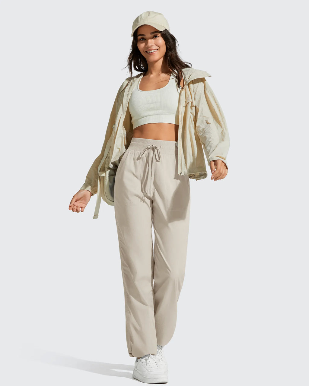 Lightweight Straight Leg Ruched Drawstring Joggers