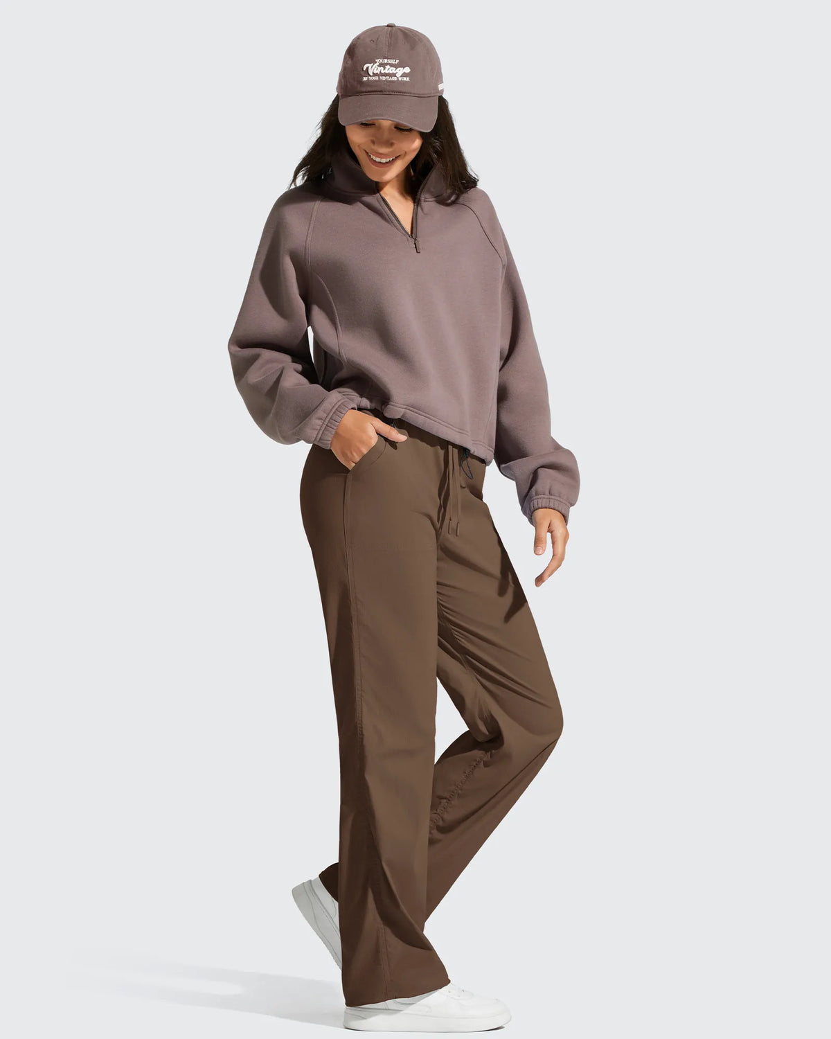 Lightweight Straight Leg Ruched Drawstring Joggers