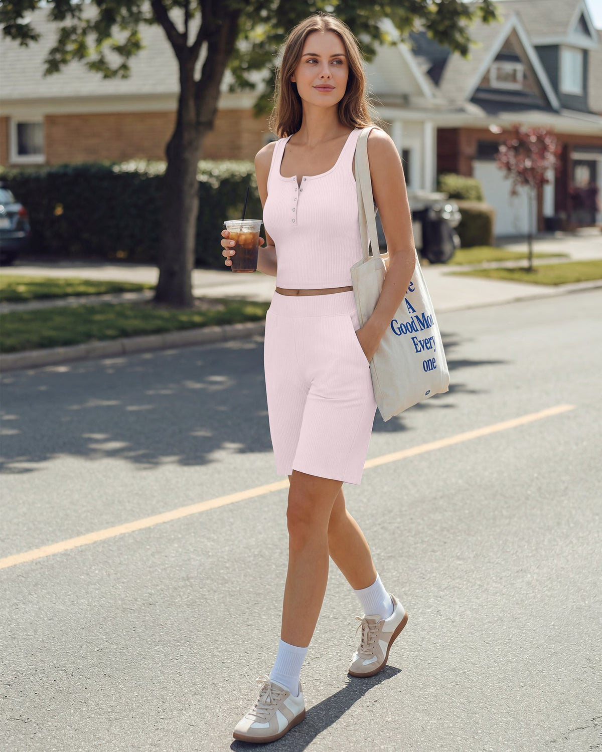 Neck Sleeveless Crop Tops G4Free Ribbed Cropped Henley Tank Top