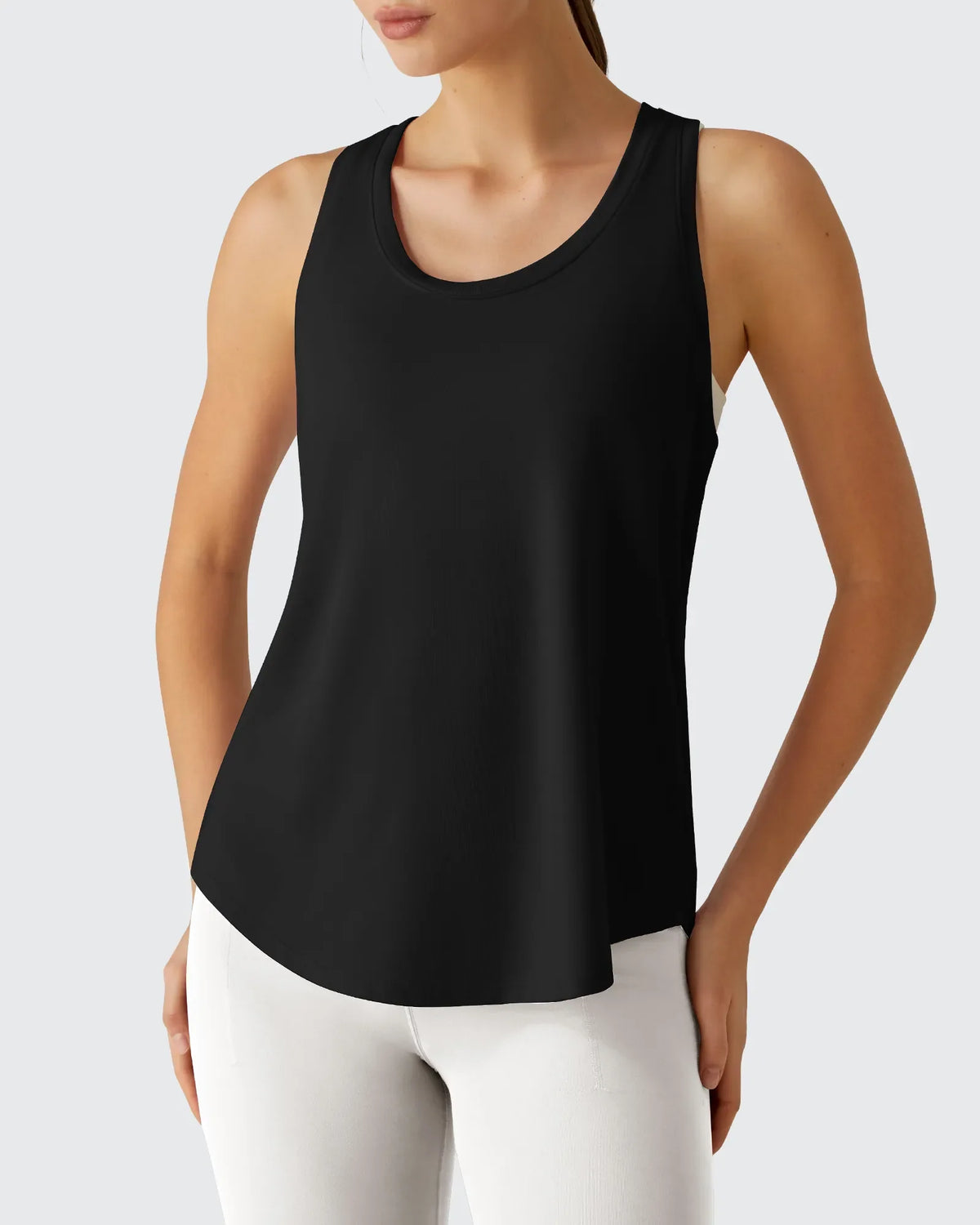 Racerback Hip Length Scoop Neck Muscle Tank Tops
