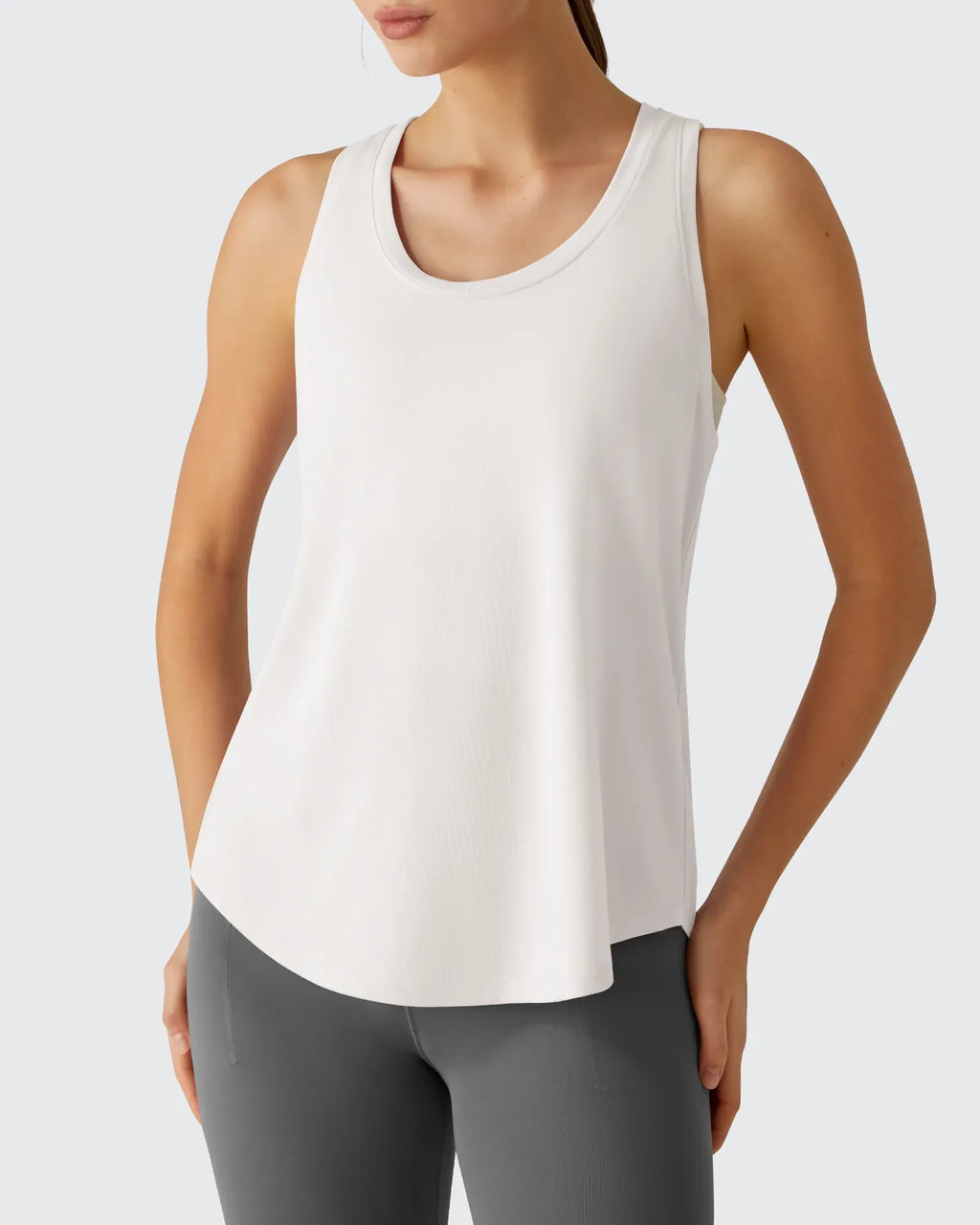 Racerback Hip Length Scoop Neck Muscle Tank Tops