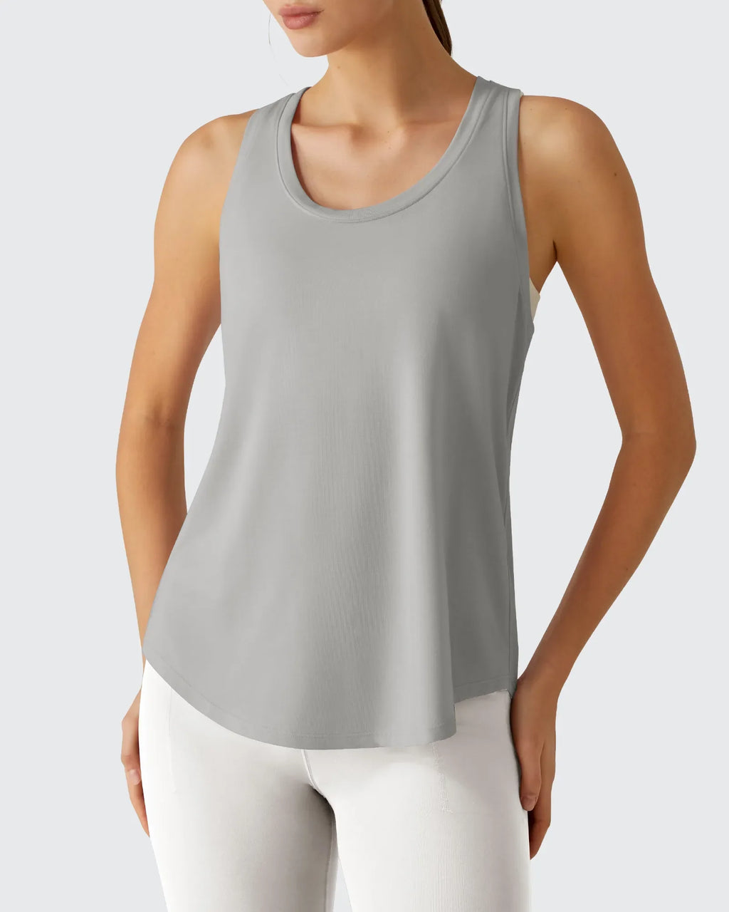 Racerback Hip Length Scoop Neck Muscle Tank Tops