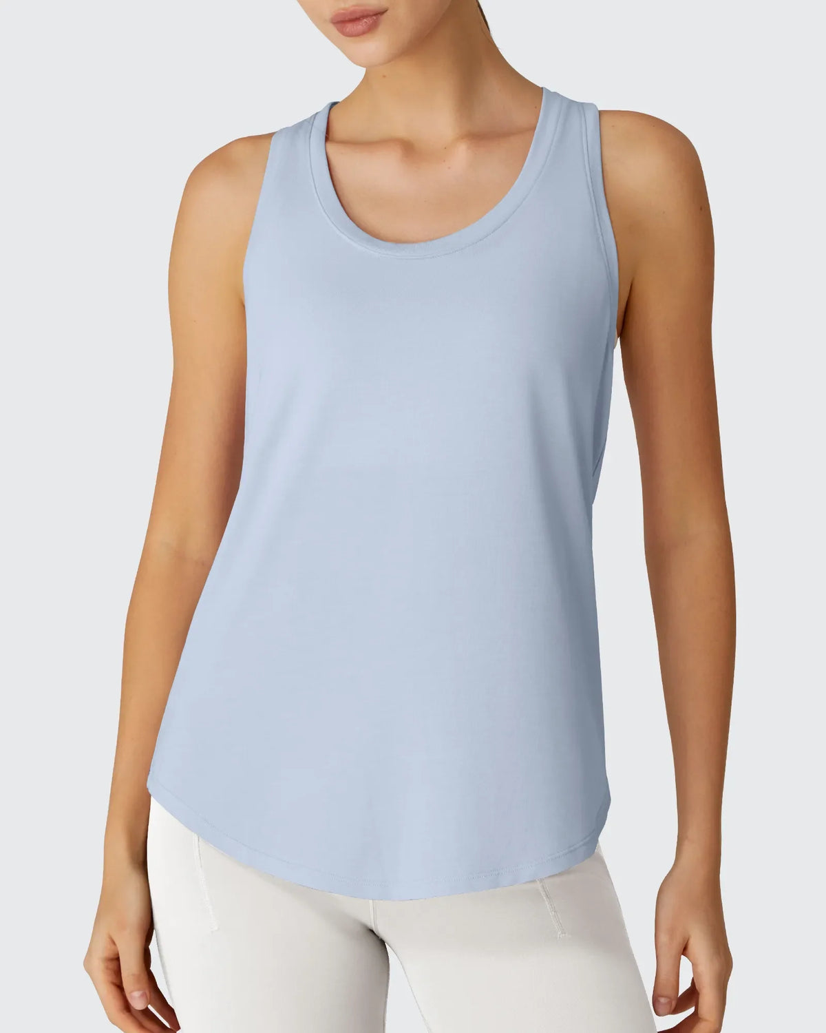Racerback Hip Length Scoop Neck Muscle Tank Tops