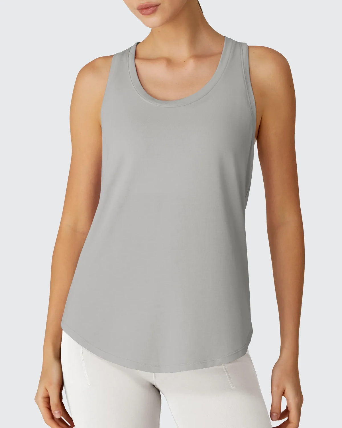 Racerback Hip Length Scoop Neck Muscle Tank Tops