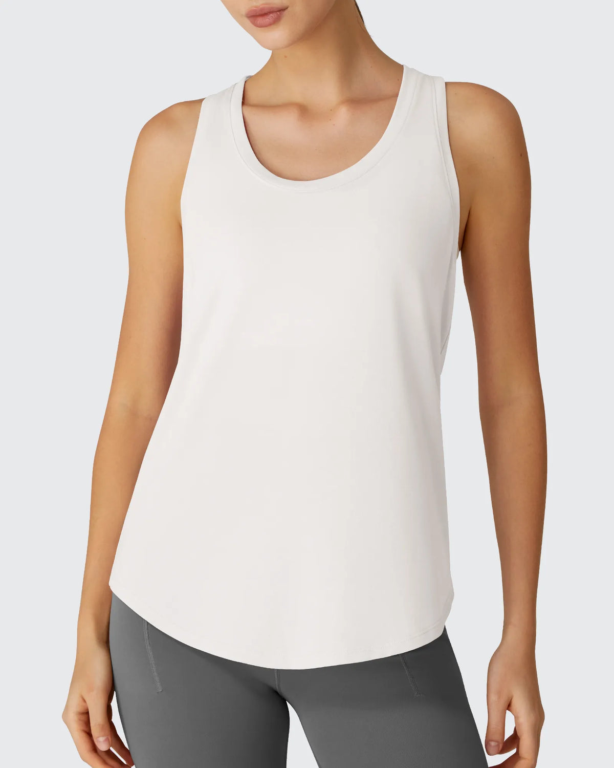 Racerback Hip Length Scoop Neck Muscle Tank Tops