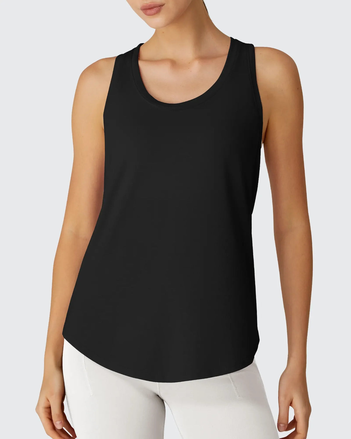Racerback Hip Length Scoop Neck Muscle Tank Tops