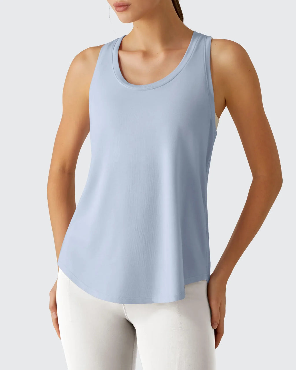 Racerback Hip Length Scoop Neck Muscle Tank Tops