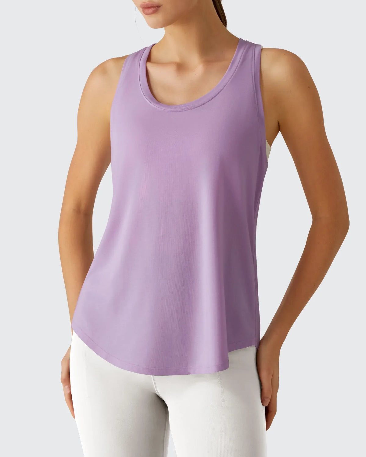 Racerback Hip Length Scoop Neck Muscle Tank Tops
