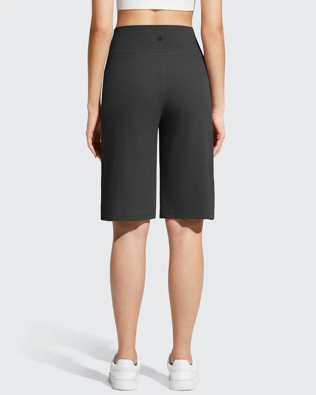 Ribbed Bermuda High-Waist Knee Length Shorts 11''