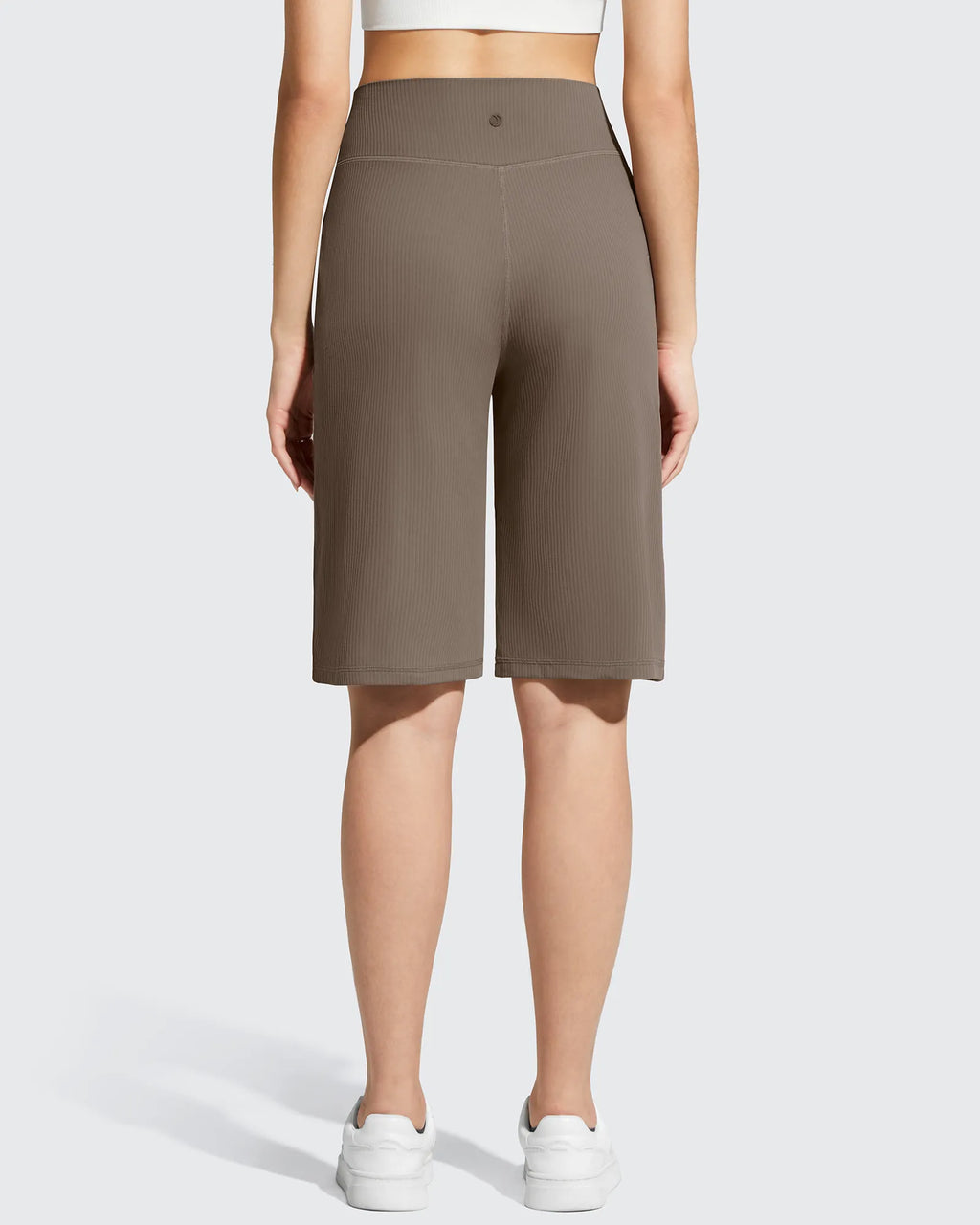Ribbed Bermuda High-Waist Knee Length Shorts 11''