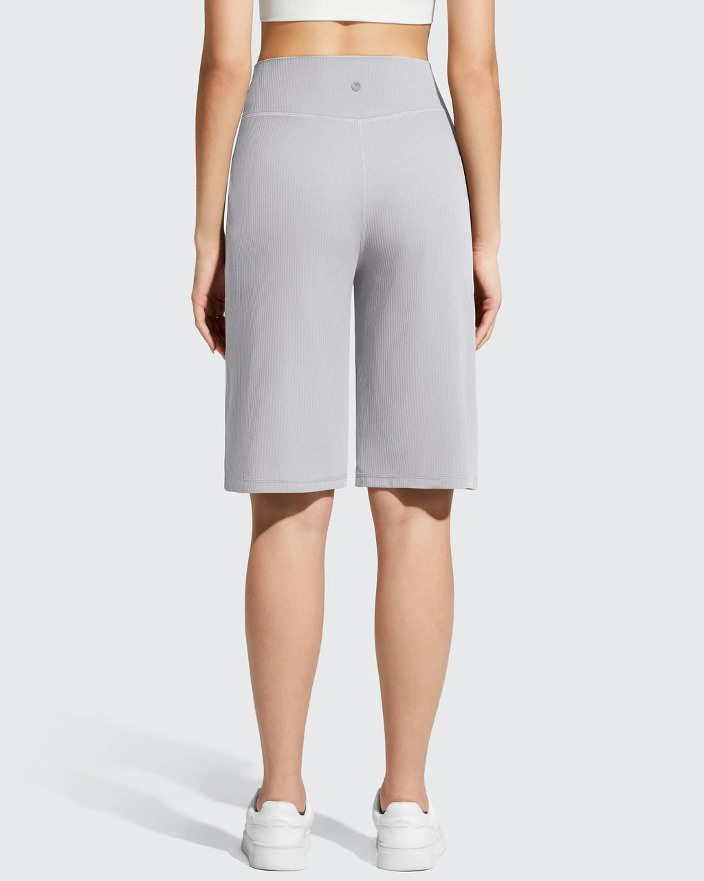 Ribbed Bermuda High-Waist Knee Length Shorts 11''