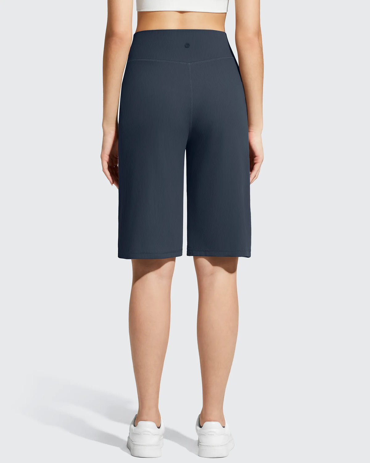 Ribbed Bermuda High-Waist Knee Length Shorts 11''