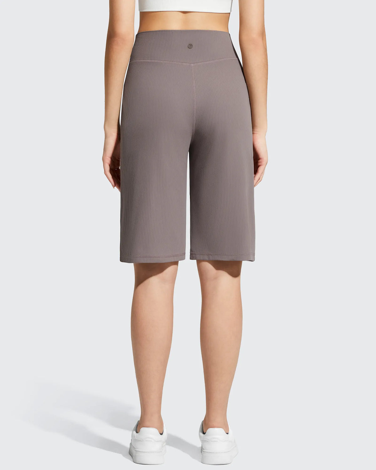 Ribbed Bermuda High-Waist Knee Length Shorts 11''