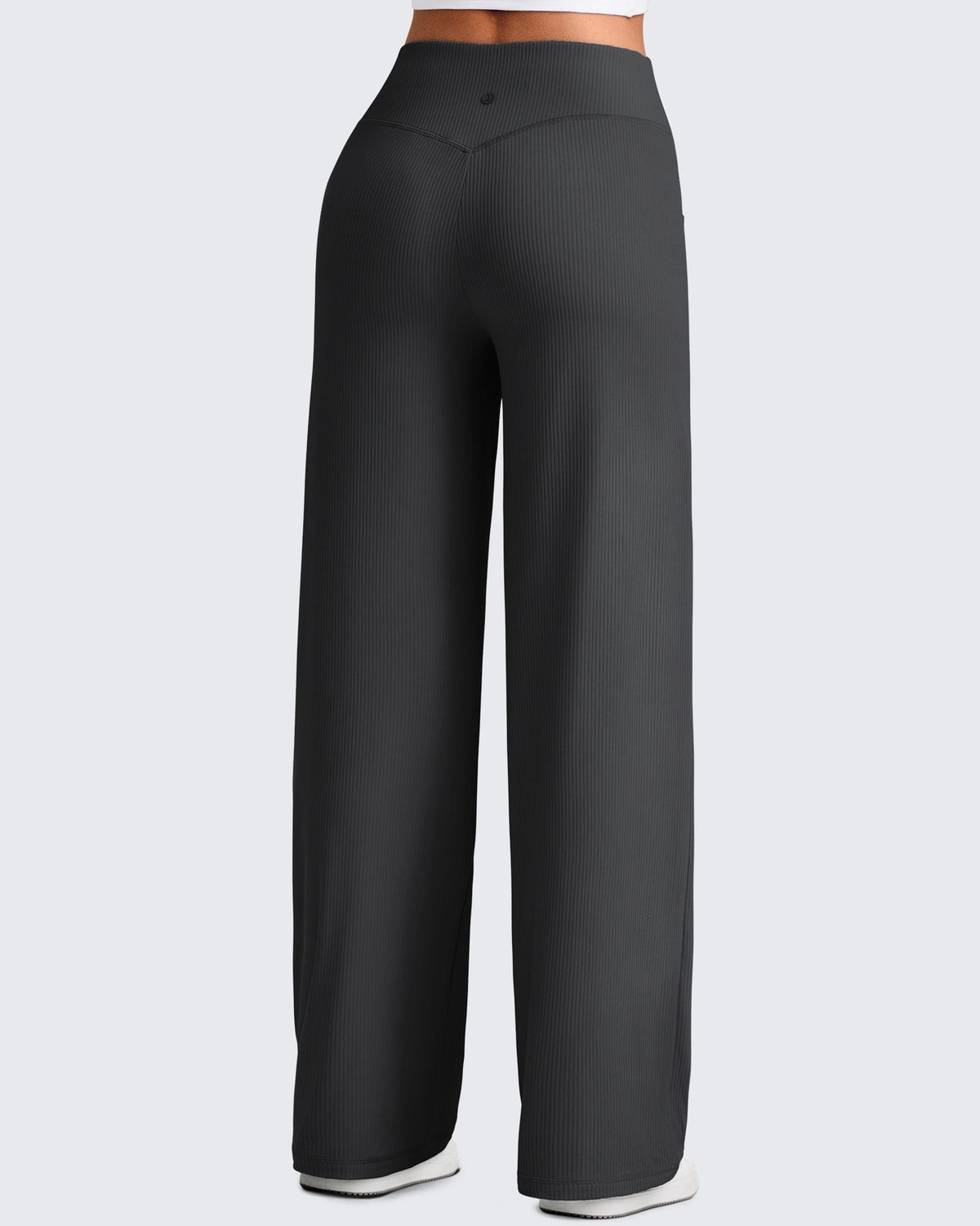 Ribbed Cross High-Waist Wide Leg Pants