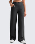 Ribbed Cross High-Waist Wide Leg Pants