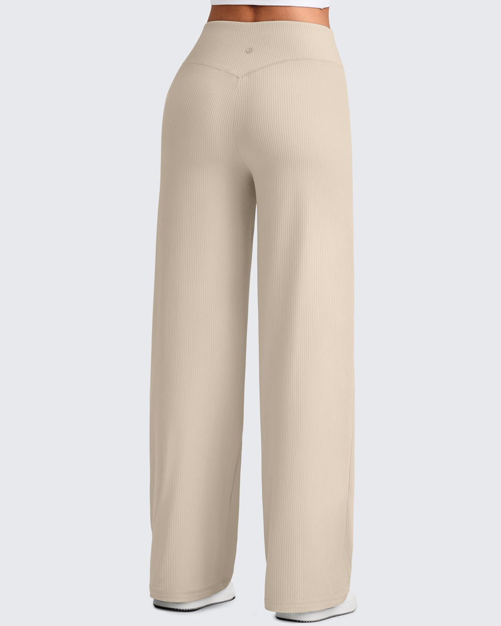 Ribbed Cross High-Waist Wide Leg Pants