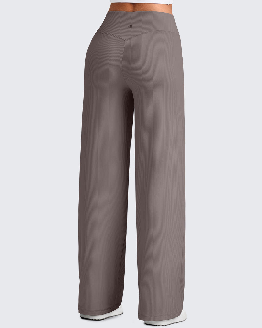 Ribbed Cross High-Waist Wide Leg Pants
