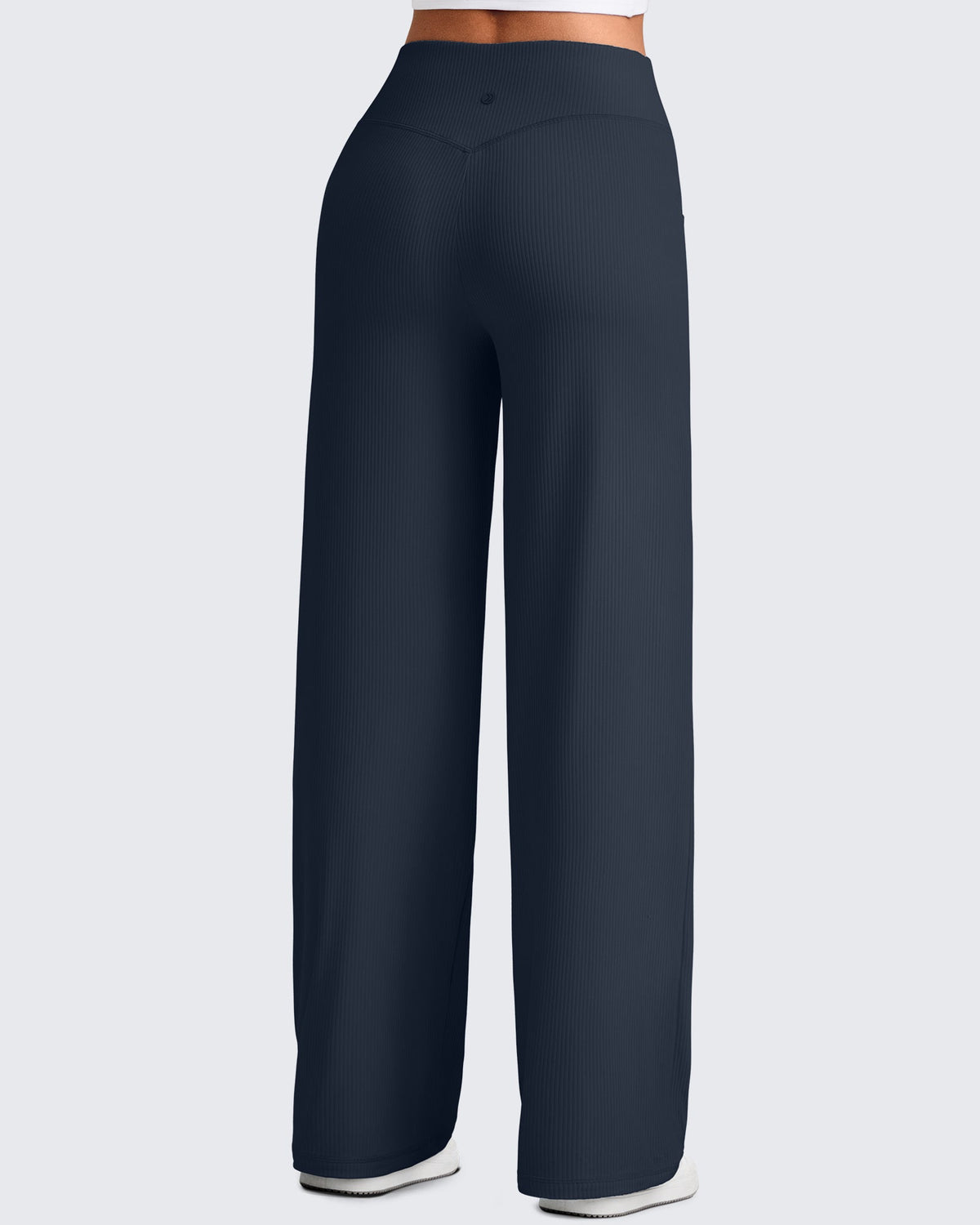 Ribbed Cross High-Waist Wide Leg Pants