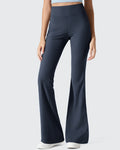 Ribbed High Waisted Pockets Bootcut Leggings