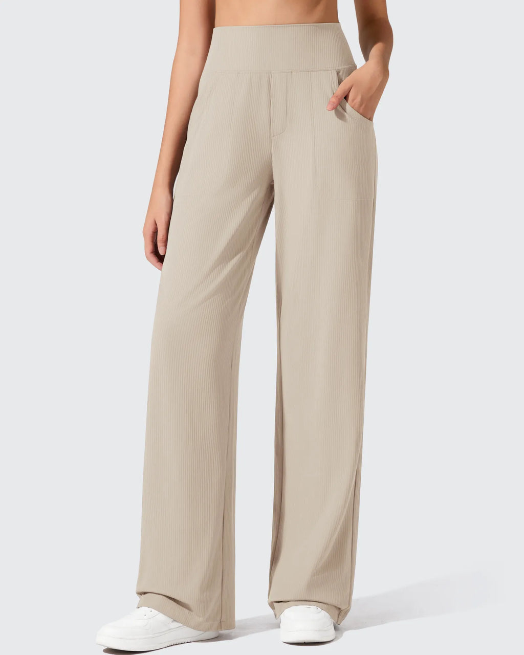Ribbed Knit High Waist Wide Leg Yoga Pants
