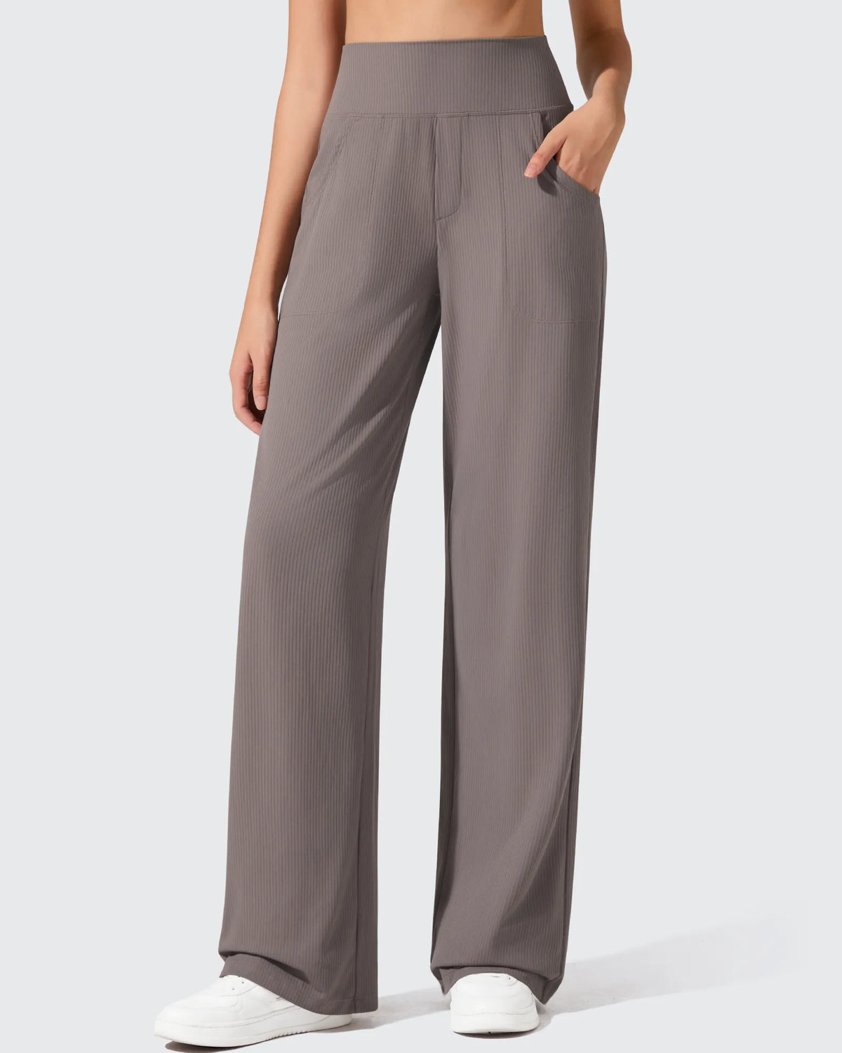 Ribbed Knit High Waist Wide Leg Yoga Pants
