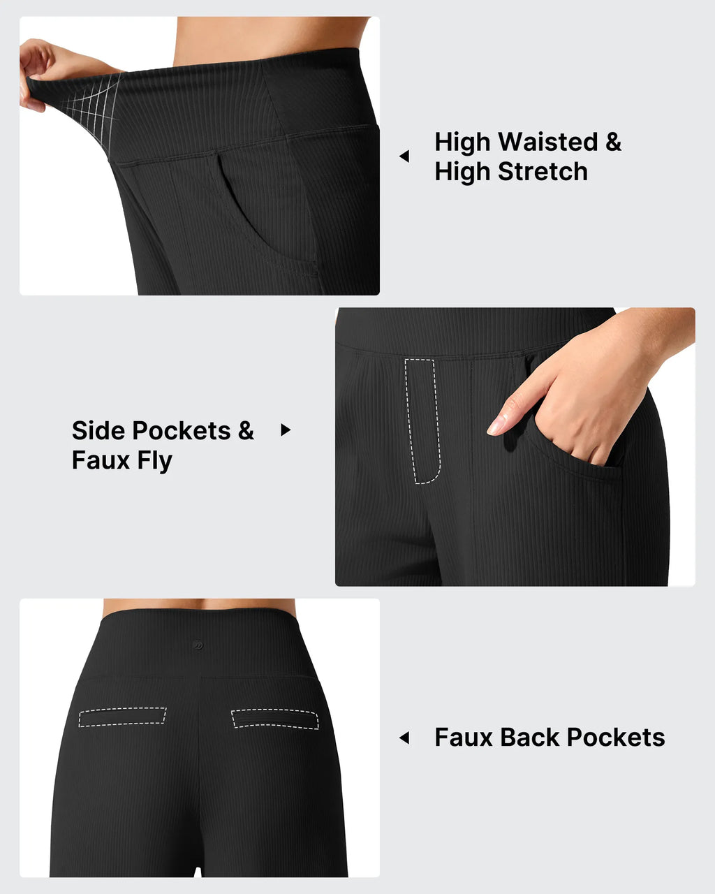 Ribbed Knit High Waist Wide Leg Yoga Pants