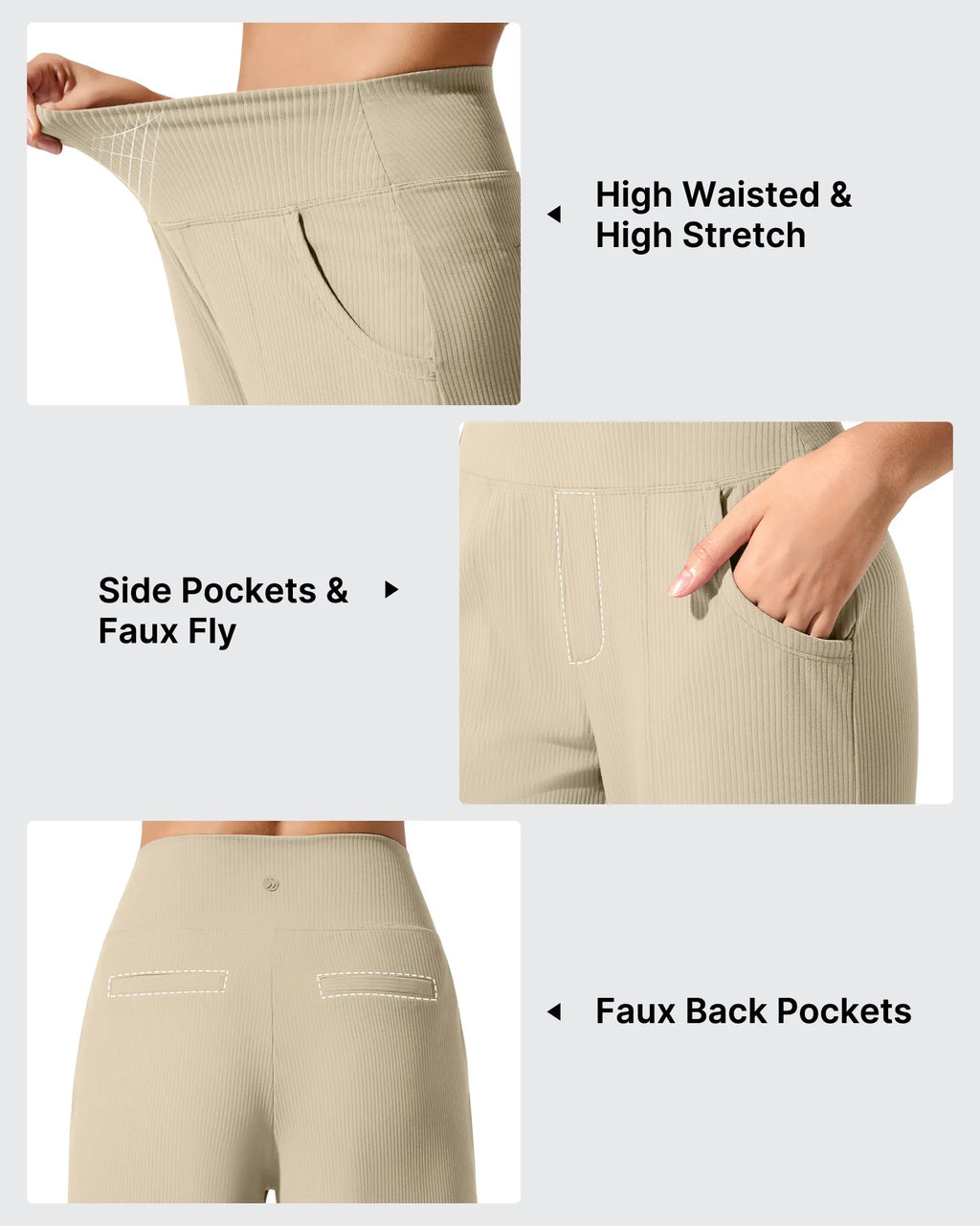 Ribbed Knit High Waist Wide Leg Yoga Pants